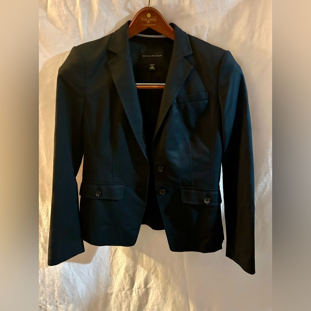 Banana Republic 8 Classic Black Women's Blazer Stretch Business Casual Dress